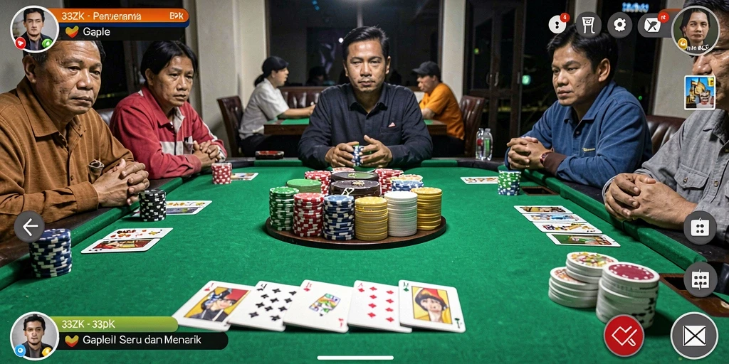 Tampilan menarik gameplay Gaple yang seru di 33ZK.