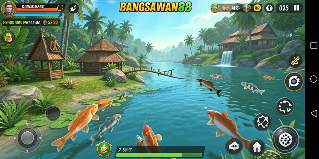 Gameplay seru dan menantang dalam BANGSAWAN88 saat memancing.