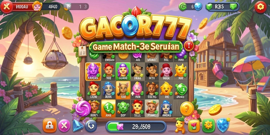 Tampilan gameplay seru GACOR777 dengan elemen warna-warni.
