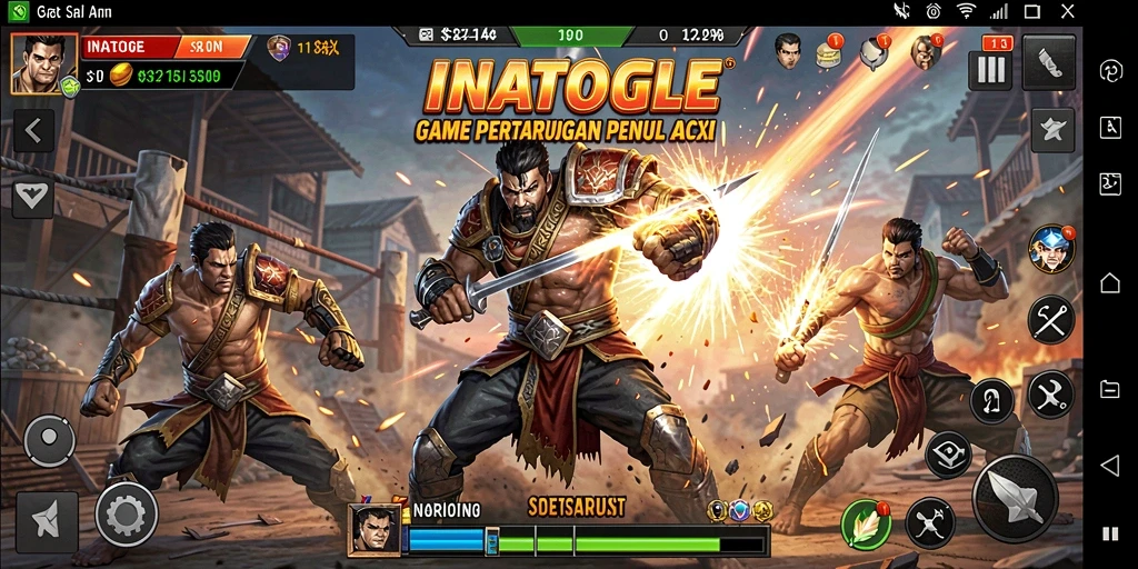 Gameplay seru INATOGEL dengan karakter bertarung yang epik.