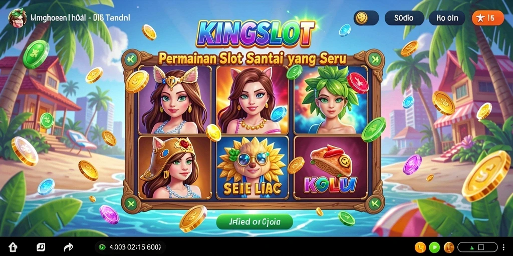 Screenshot KINGSLOT menunjukkan gameplay menarik dan penuh warna.