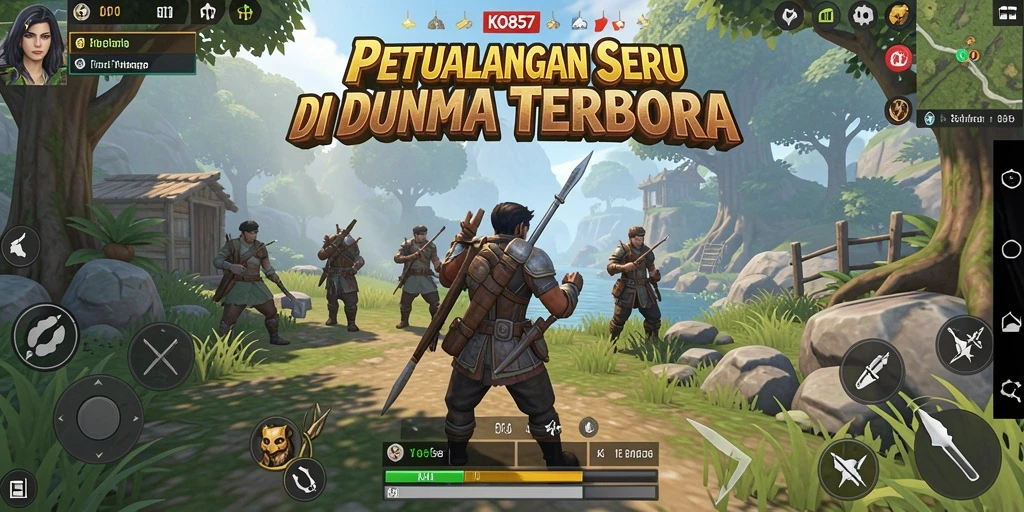 Tampilan gameplay epik di dunia terbuka yang penuh petualangan.