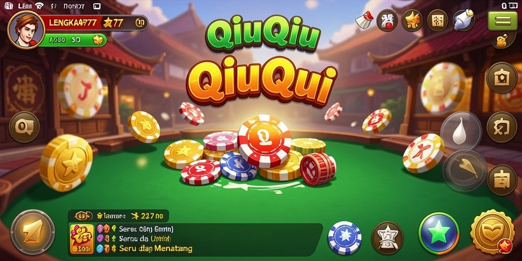 Tampilan gameplay seru di LENGKAP777 dengan aksi kartu QiuQiu.