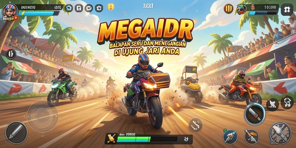 Tampilan seru dari gameplay balapan di MEGAIDR dengan mobil terbaik.