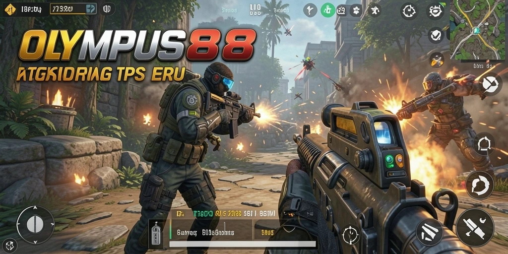 Screenshot tampilan gameplay seru OLYMPUS88 dalam aksi TPS.