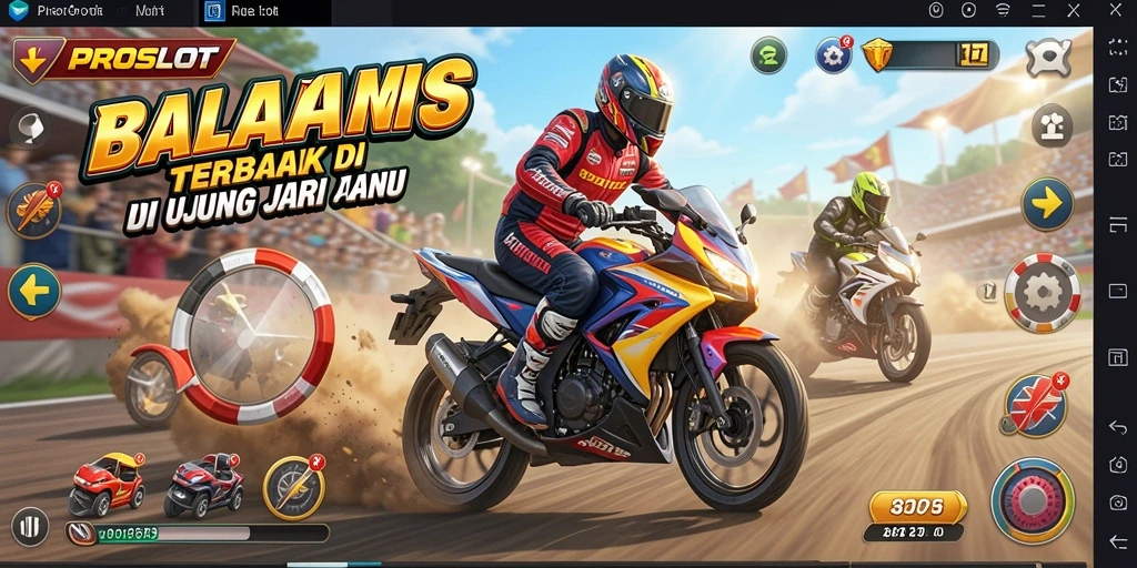 Menampilkan gameplay seru dalam balapan motor cepat dan kompetitif.