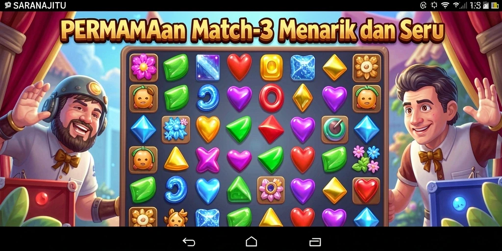 Tampilan gameplay SARANAJITU yang penuh warna dan seru.