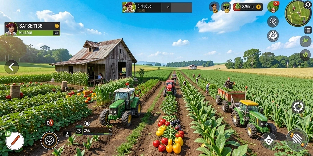 Screenshot SATSET138 menampilkan kebun yang indah dengan berbagai tanaman dan hewan.