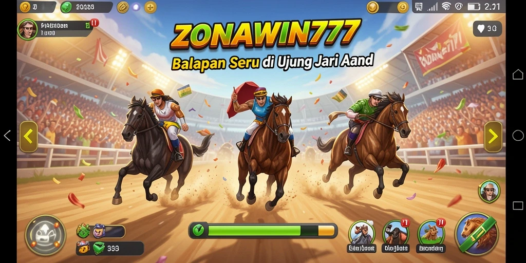Gameplay seru ZONAWIN777 dengan balapan menegangkan.
